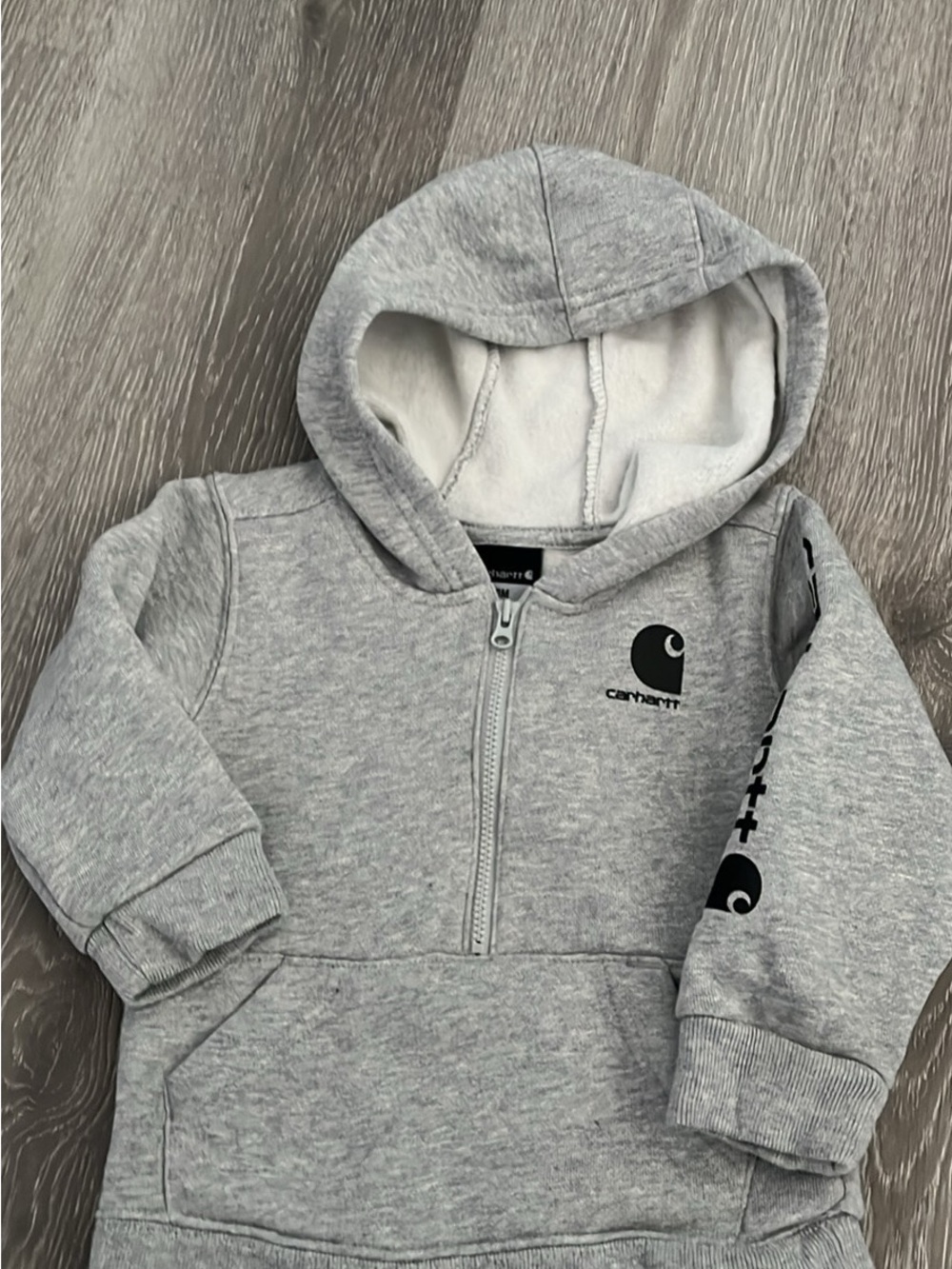 Carhartt Kids' Light Gray Half-Zip Hooded Sweatshirt